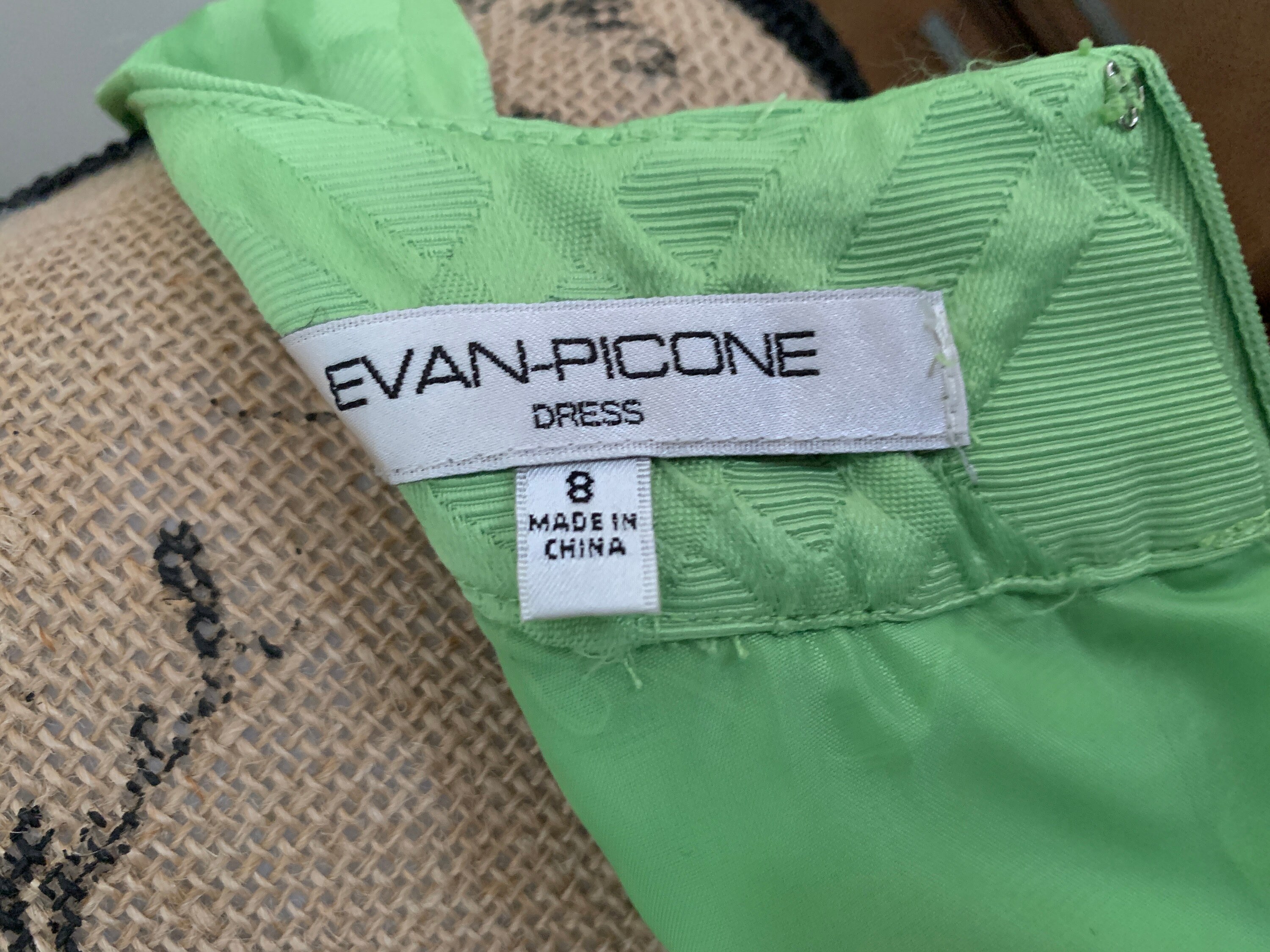 Vintage Evan Picone Lime Green Pencil Dress, Sleeveless Size 8