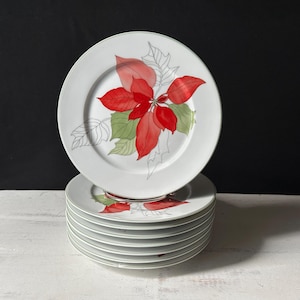 Set aus 8 BLOCK SPAL Aquarellfarben “Poinsettia” Salatteller 1982
