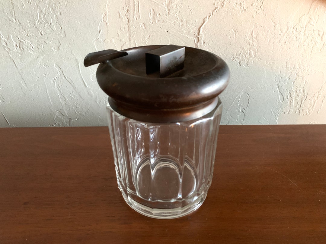 Antique Glass Cigar Humidor Metal Lid Cutter & Cigar Rest Etsy