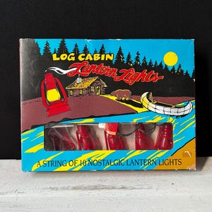 VINTAGE Log Cabin Lantern String Lights - 10 Nostalgic Red Lantern Lights – Tested and Works