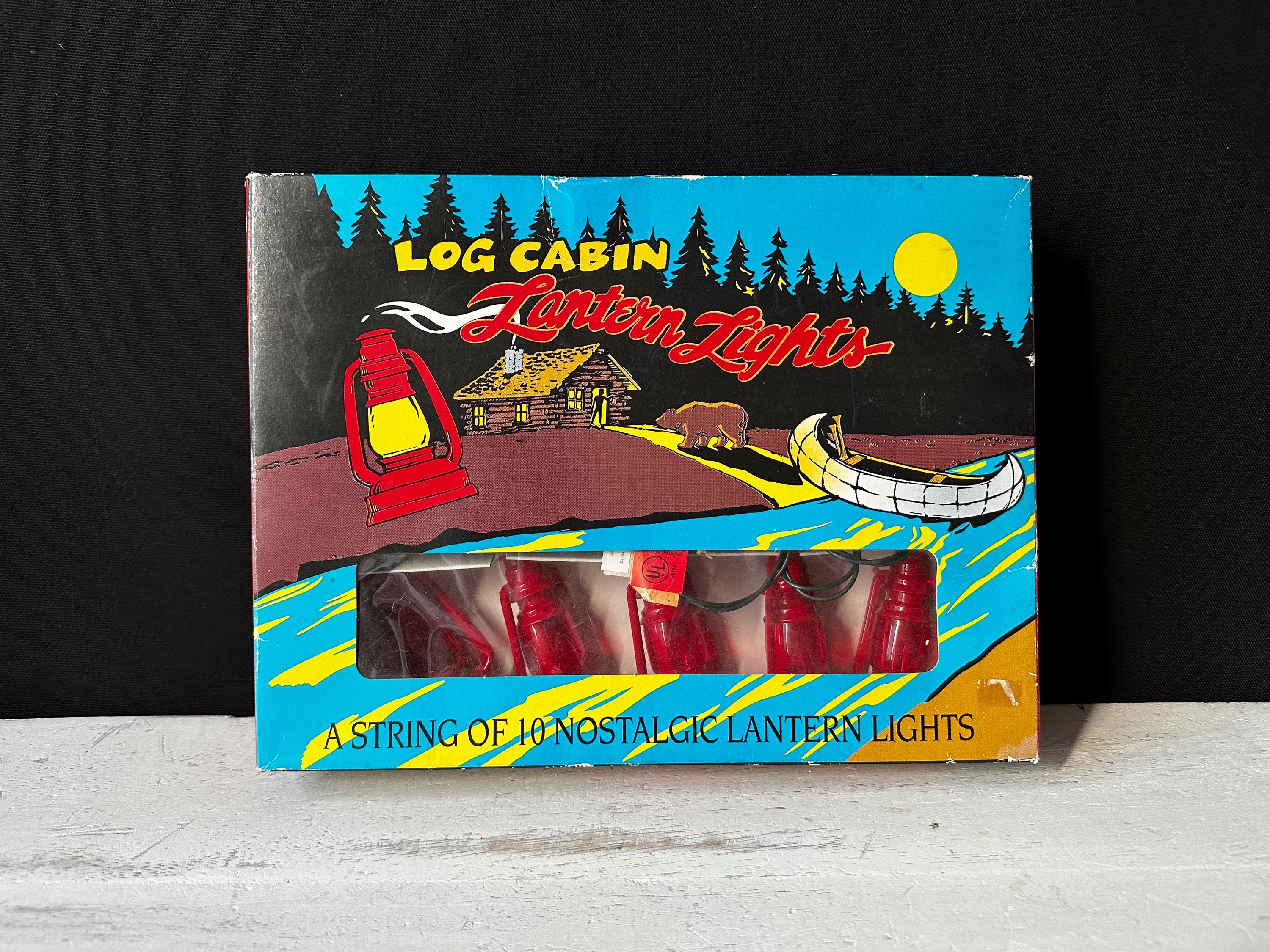 VINTAGE Log Cabin Lantern String Lights - 10 Nostalgic Red Lantern Lights – Tested and Works