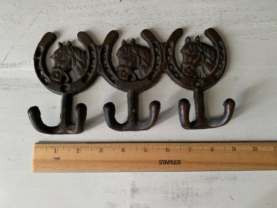 Horseshoe, Horse Head Western Coat Rack/wall Hanger Wrought Iron