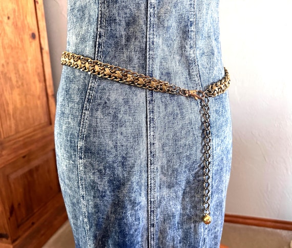 Vintage, Uniquely Constructed Gold Tone Chain Belt