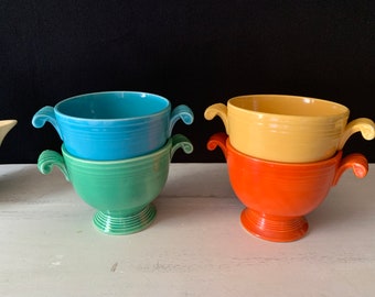 Vintage FIESTAWARE Original SUGAR BOWLS with no lid – Red, Green, Yellow, and Turquoise. Sold Separately.