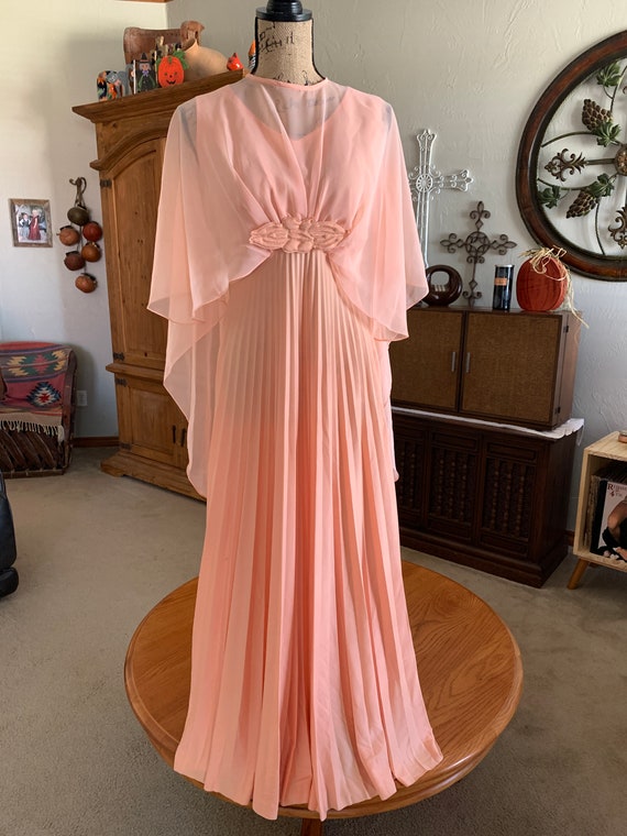 Vintage Formal Peach Color Full-Length Dress With… - image 3
