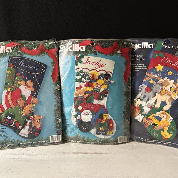 BUCILLA 1990s Kits For Making Personalized Felt Christmas Stockings…Sold Separately