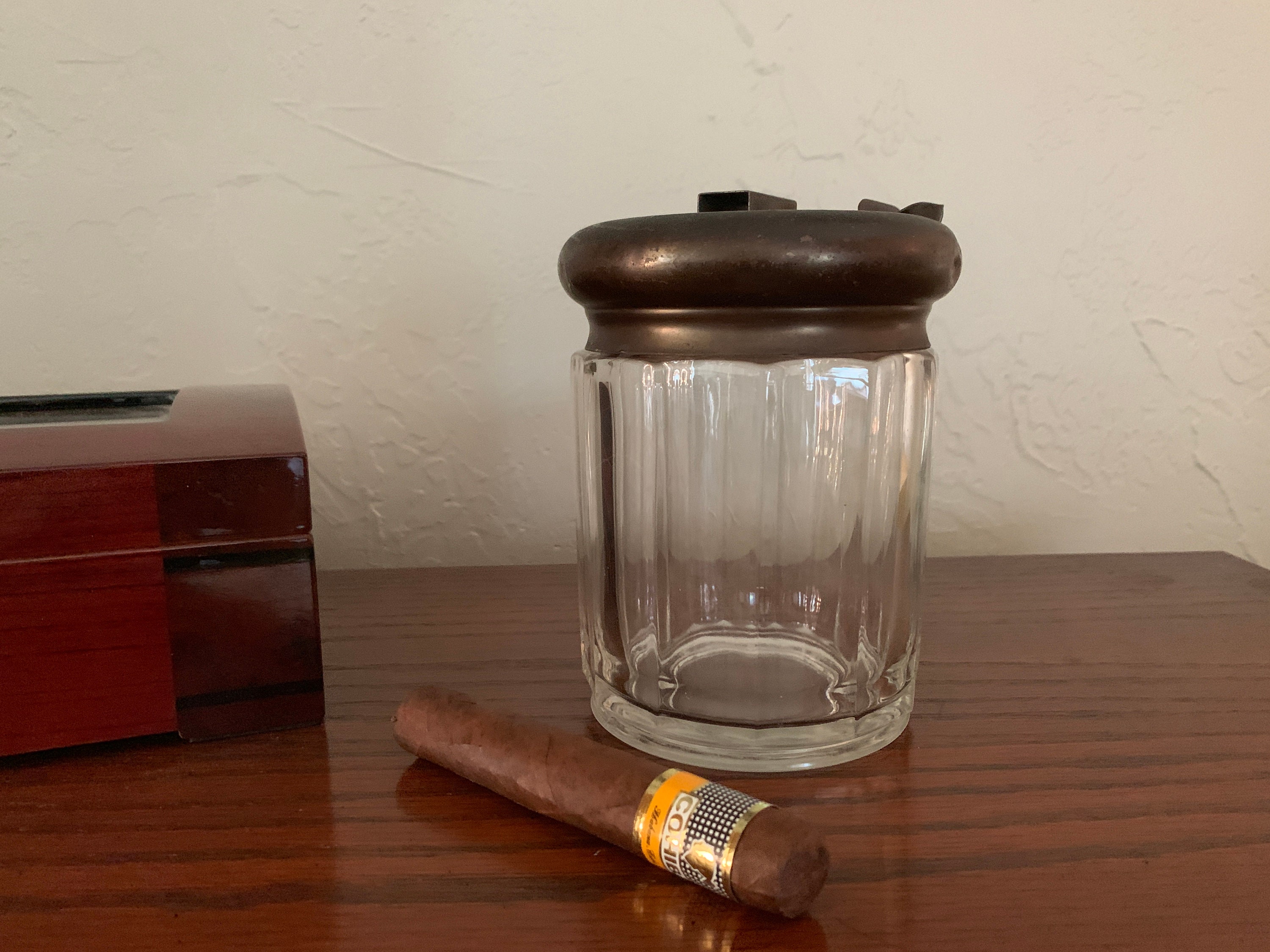Antique Glass Cigar Humidor for sale Only 3 left at 65