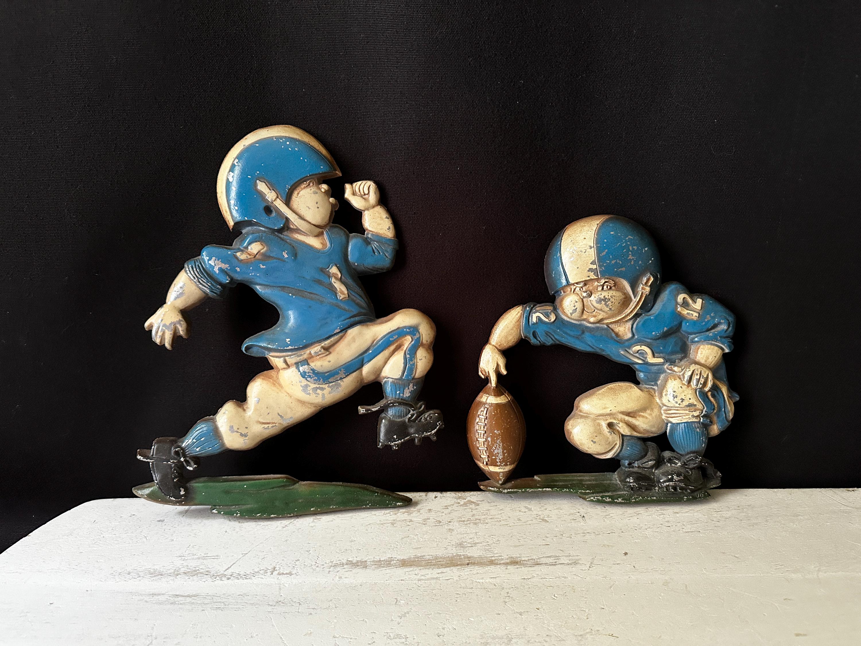 HOMCO フットボール 壁掛け 1976 USA インテリア アンティーク 1976 Vintage Football Players Metal Wall Hanging Homco *USA
