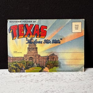 Pasta de lembranças do TEXAS “The Lone Star State” - Cartão postal desdobrável