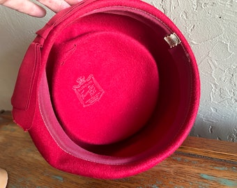 1960s Glenover Dark Red Wool Hat: Henry Pollack NY, Size L  display picture 1