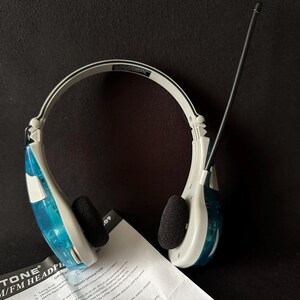 1990s Vintage Suntone AM FM Radio Headphones Translucent Blue Like a ...