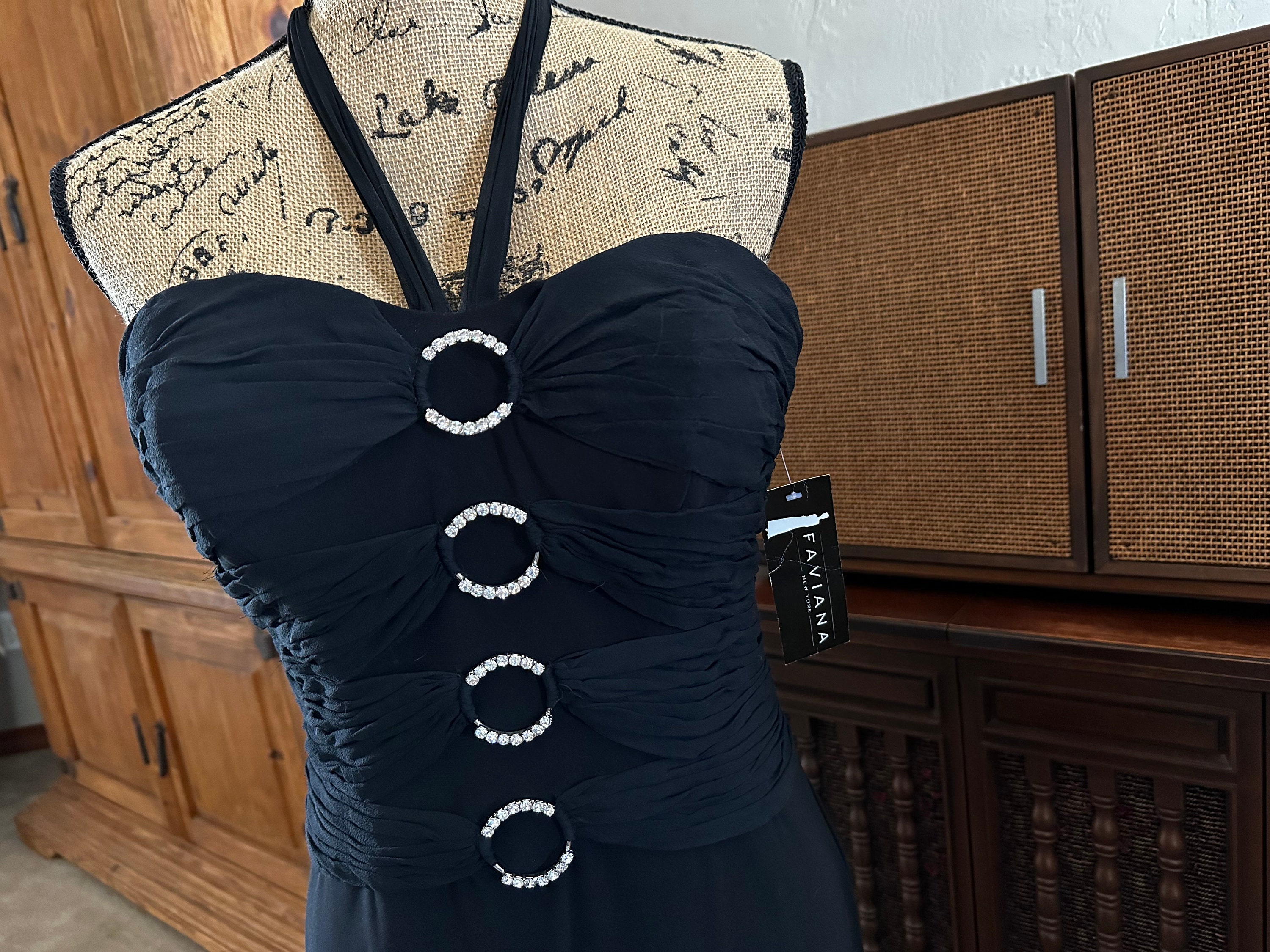 FAVIANA Cocktail Dress New with Tag, Ankle Length with Black Halter Neck Strap