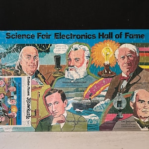 Może przedstawiać: Puzzle składające się z 125 elementów przedstawiające portrety znanych wynalazców, w tym Aleksandra Grahama Bella, Thomasa Alvy Edisona, Guglielmo Marconiego i Lee De Foresta. Puzzle nosi tytuł "Science Fair Electronics Hall of Fame" i zawiera mały wstawiony obrazek z logo Radio Shack.
