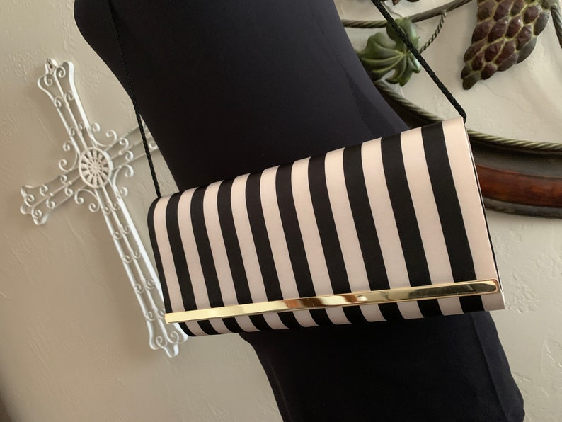KATE LANDRY Bold Black /& Ivory Structured Clutch \u2013 Never Carried