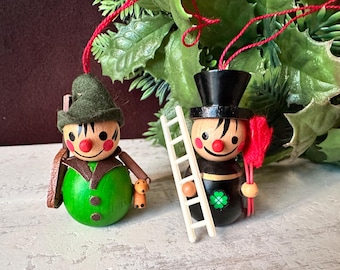 German STEINBACH Wooden Christmas Tree Ornaments – Chimney Sweep