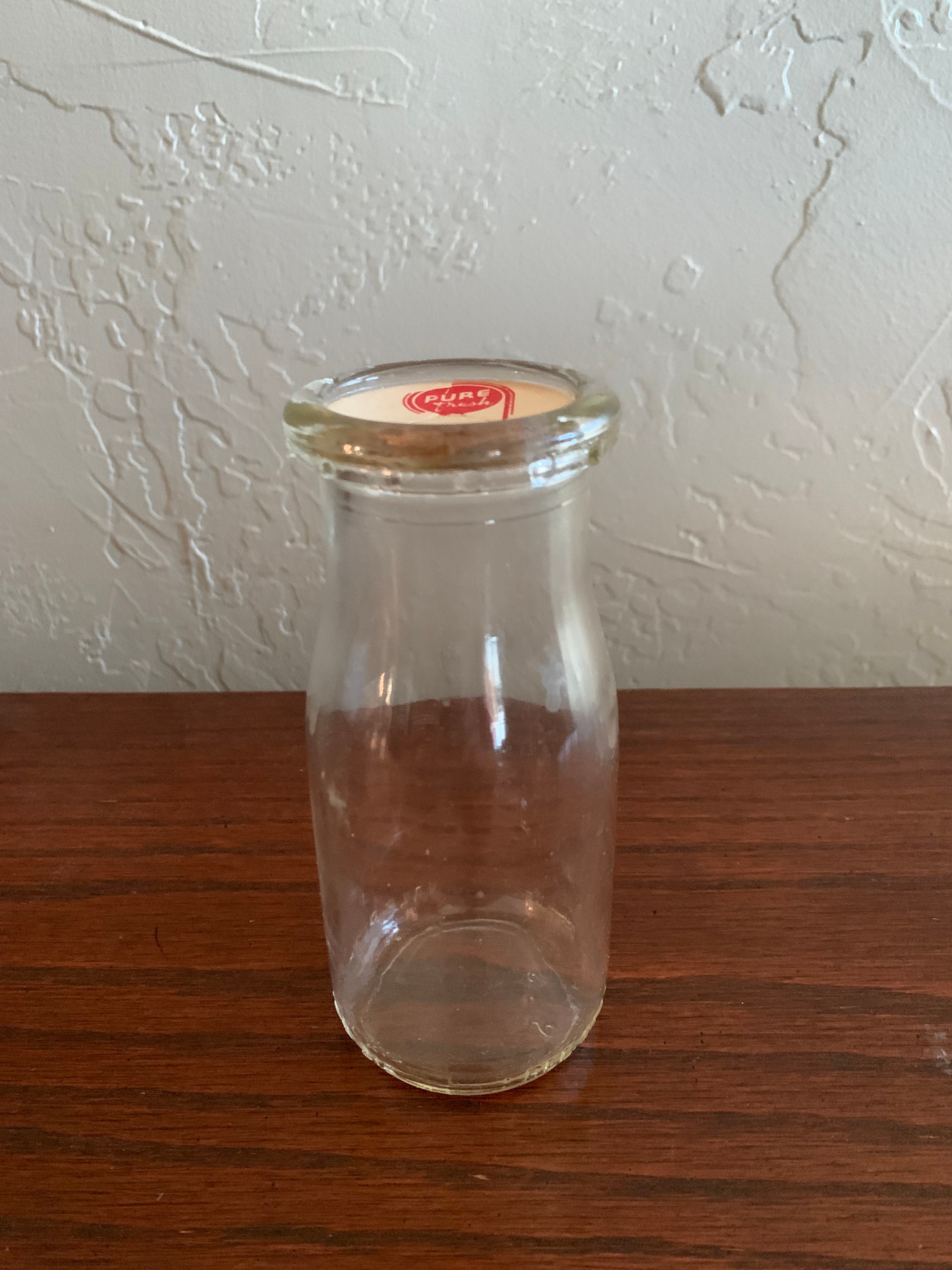 Small Clear Glass Pint Milk Bottle - K. Hall Studio