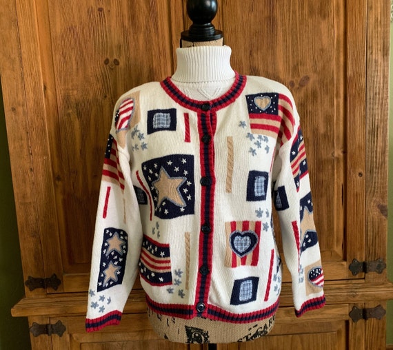 red white blue cardigan