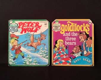 GOLDILOCKS and the Three Bears AND Peter and the Wolf - Two Vintage 1970s Peter Pan Records