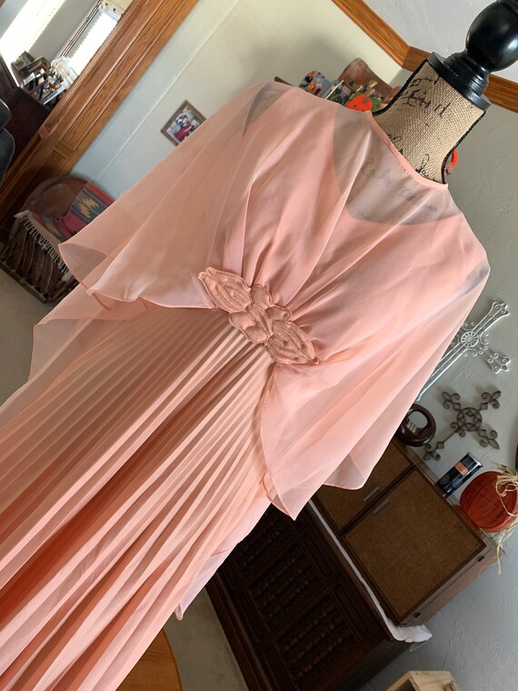 Vintage Formal Peach Color Full-Length Dress With… - image 4