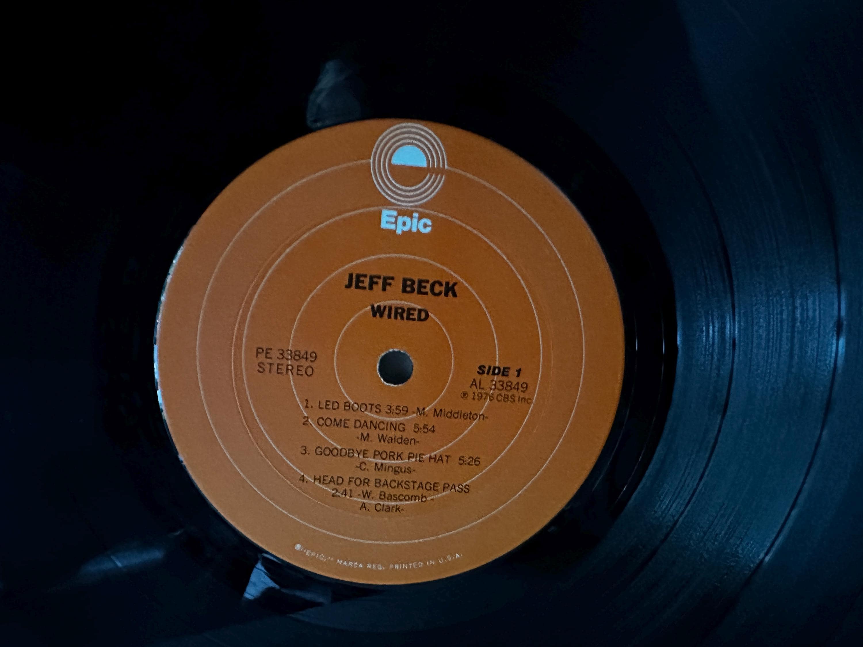 JEFF BECK Vintage Vinyl “wired” 1976 Record on EPIC - Etsy