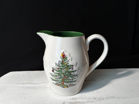 RARE Spode Christmas Tree Ceramic Water Pitcher W/green Interior