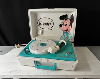 ライト付きのビンテージ レトロ ポータブル ミッキー マウス ディスコ