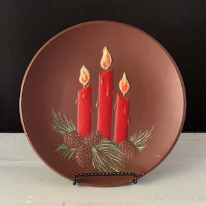 1958 Hand Painted Ceramic Holiday Plate for Wall Décor