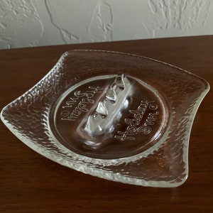 Clear Glass Embossed HOLIDAY INN Advertising Ashtray 1960s