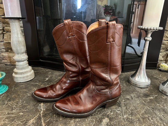 Nocona Cowboy Boots: Bourbon Brown Leather, Goodyear Outsole 