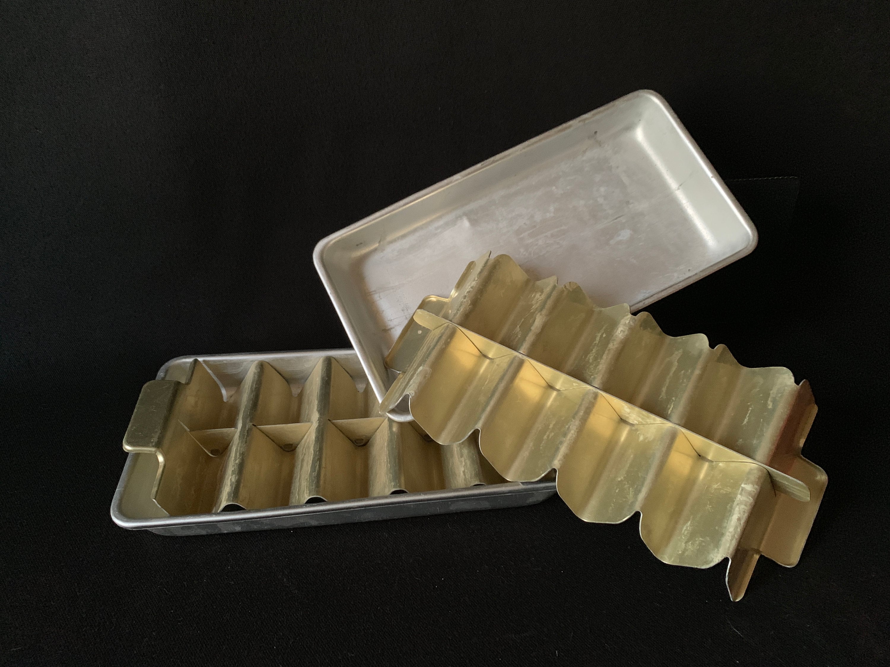 Vintage Aluminum Ice Cube Trays Make 10 Triangular Ice Cubes