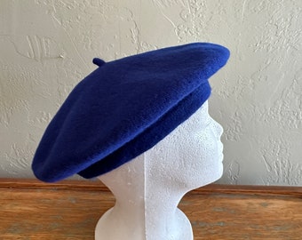 vintage P.R.T. Bonnet béret ultrabasque 100 % laine Beau bleu parisien