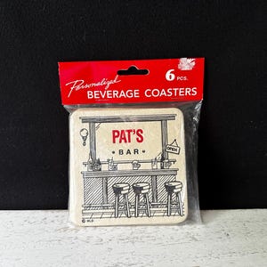 Posavasos personalizados vintage de 1993, nuevos, sin abrir, PAT’s BAR