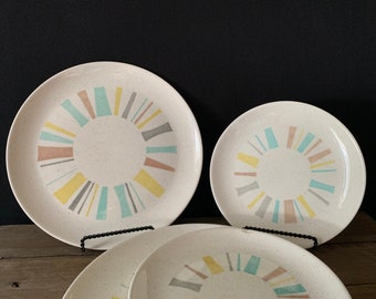 1956-1958 VERNONWARE of CALIFORNIA Mid Century Modern Dinnerware &quot;ANYTIME&quot; Pattern