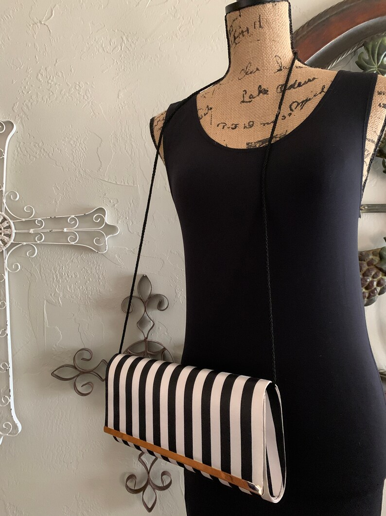 KATE LANDRY Bold Black /& Ivory Structured Clutch \u2013 Never Carried