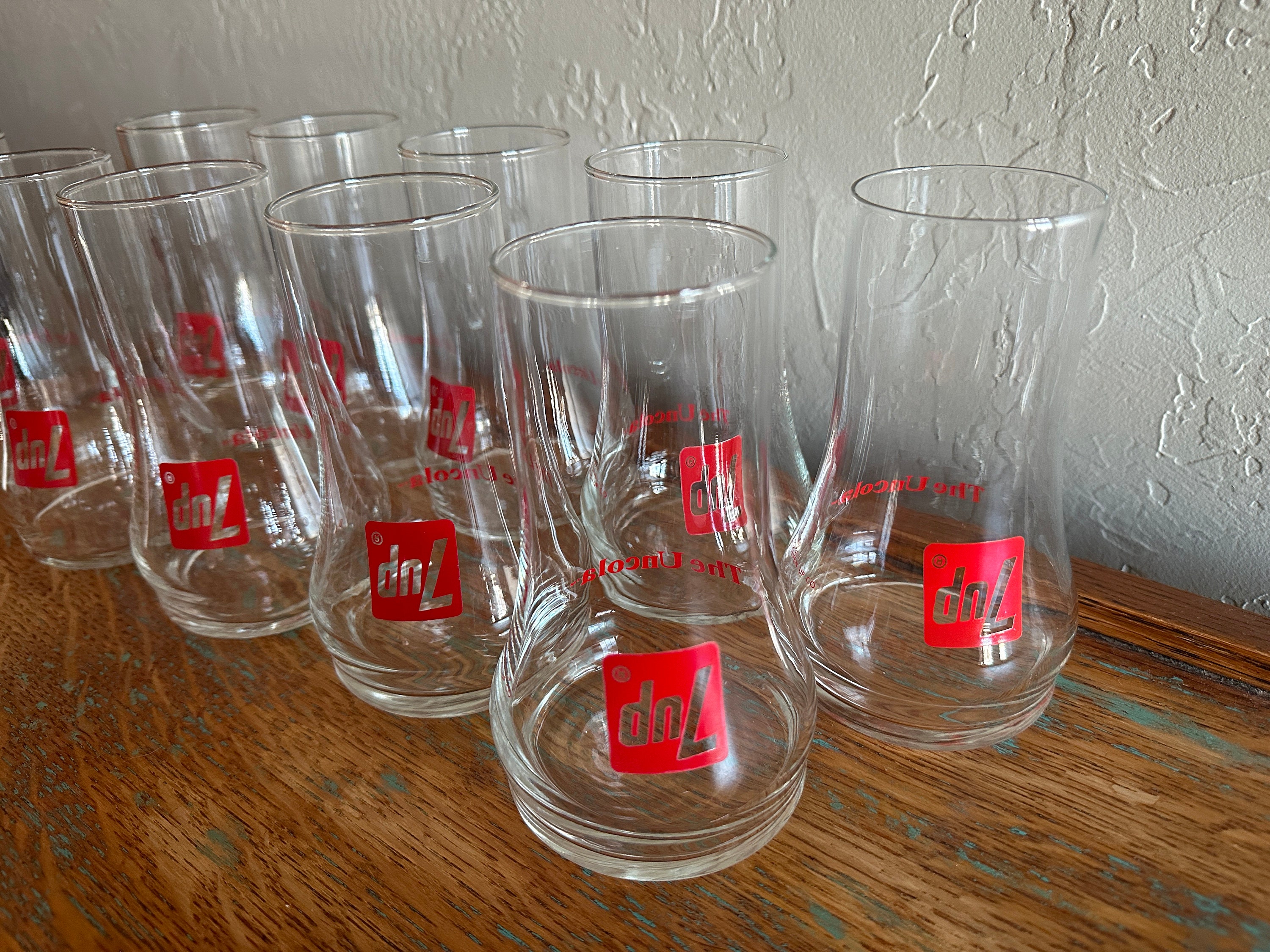 7up “the Uncola Glasses” Vintage 1970 Upside Down Clear