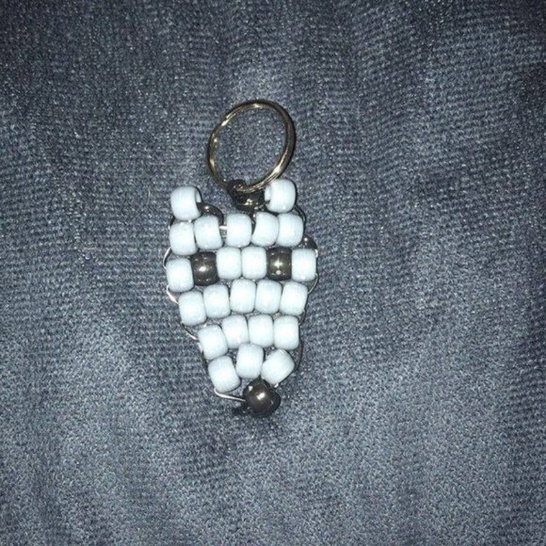 Hand-Crafted Wolf Head Pony Bead Keychain