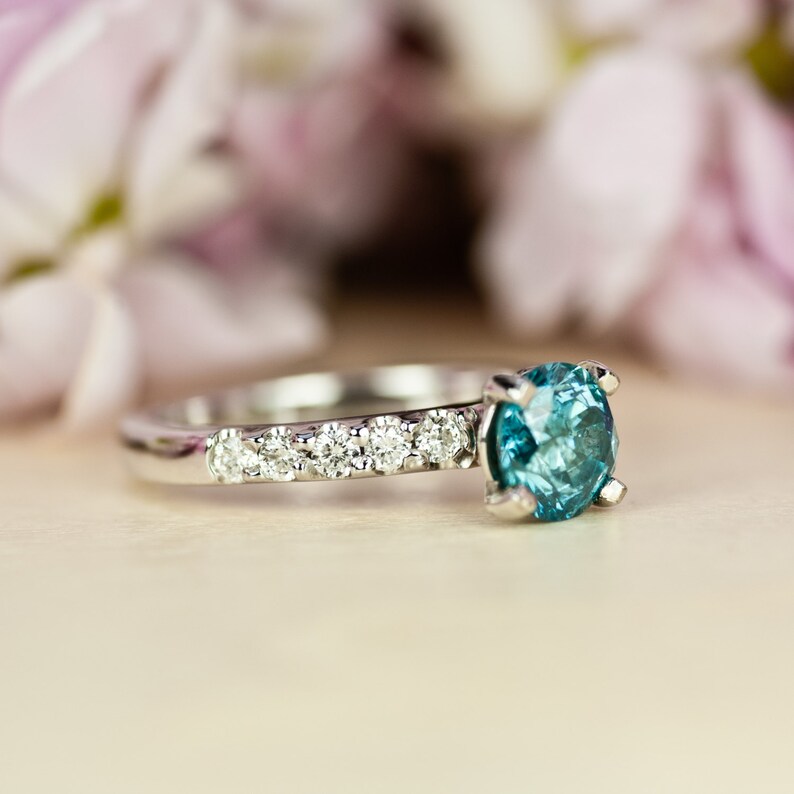 Caribbean Light Blue Diamond Engagement Ring White Gold Etsy