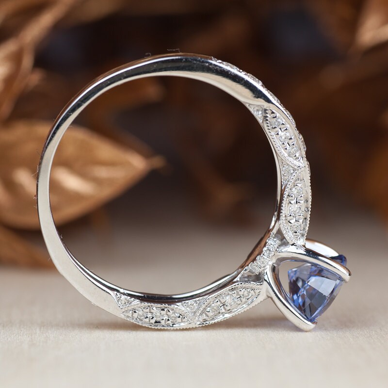 Natural Ceylon Sapphire Engagement Ring 14k White Gold | Etsy