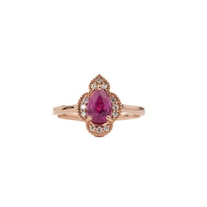 Pink Tourmaline Ring, Pink Flower Gemstone Ring, Fine Jewelry, October Birthstone, Gold Tourmaline Ring, 14k Rose Gold, Rubellite Tourmaline