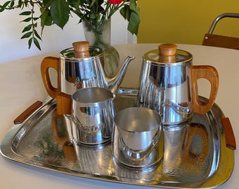 Midcentury Stainless Steel Tea/Coffee Set