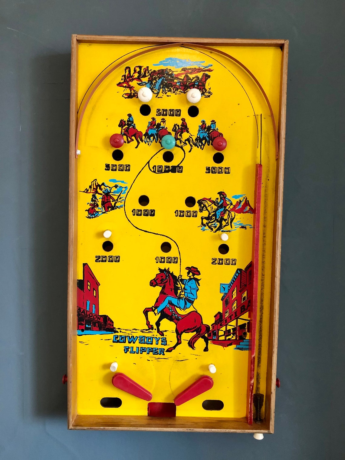 Vintage 1950s Cowboy Rodeo Pinball Game. Cowboys Flipper. Etsy