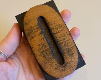 Antique Wooden Letterpress Printers - Letter O or number Zero 0. 10cm