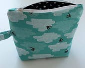 Toiletry bag women, Small zippered makeup pouch, Mint green wedding favor, Travel essentials, Cosmetic organizer, Womens Christmas gift, Pen