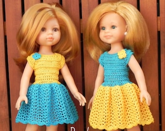 Crochet pattern for doll dress, crochet 13-inch doll dress, crochet doll clothing, doll clothes