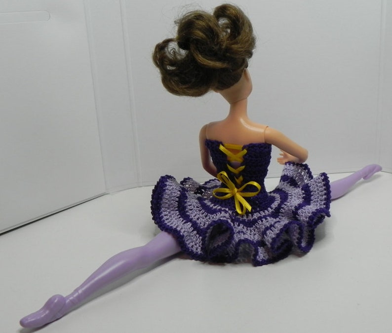 Crochet pattern for Ballerina dress for 12-inch doll, crochet doll clothes for fashion dolls afbeelding 2