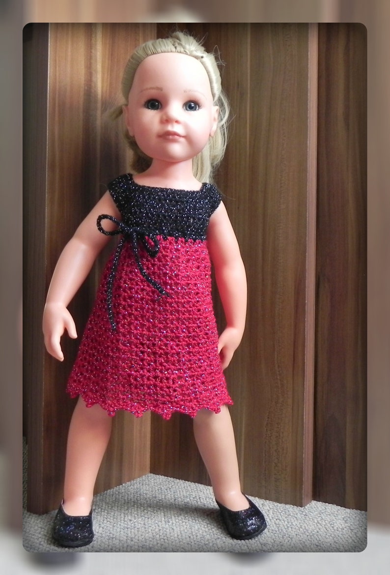Häkelanleitung Puppenkleid Glamour für Puppen 45-50 cm Puppenkleidung häkeln Kleid Mütze für Puppen Puppenmütze Bild 4