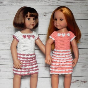Doll Ruffles Dress for 18&quot; or 45-50 cm dolls Crochet Pattern Doll Clothing, doll cloths