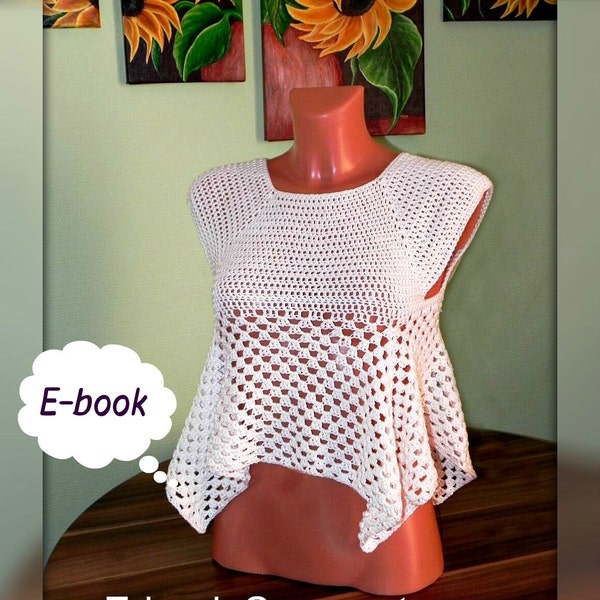 E-Book / PDF Häkelanleitung Sommertop / Tunika weiß Boho Top häkeln einfache Häkelanleitung Sommershirt