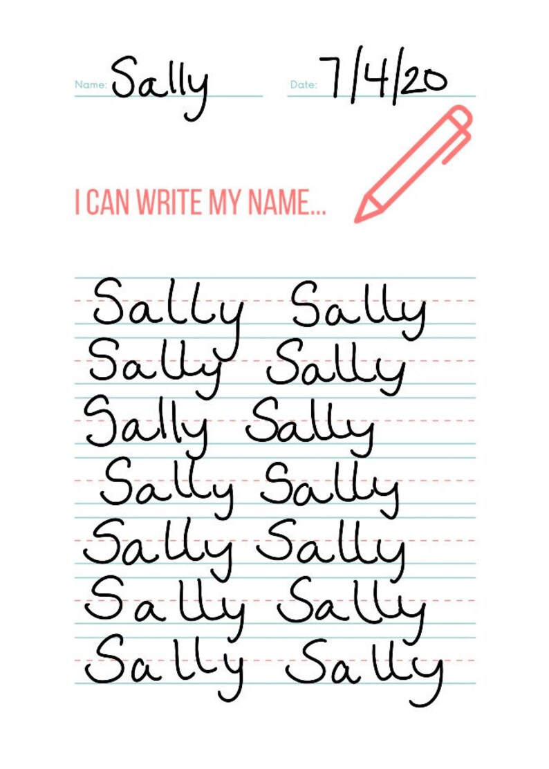 Printable Name Practice Page - Etsy