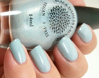 Light Baby Blue Nail Polish with Glitter & Shimmer by Black Dahlia Lacquer | Texas Ice Flower | Holiday Nails | Turquoise Poland | Stamping